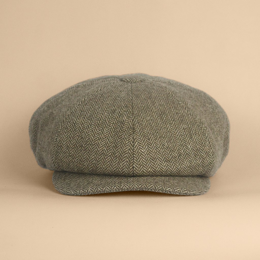 Newsboy Herringbone Khaki Wool